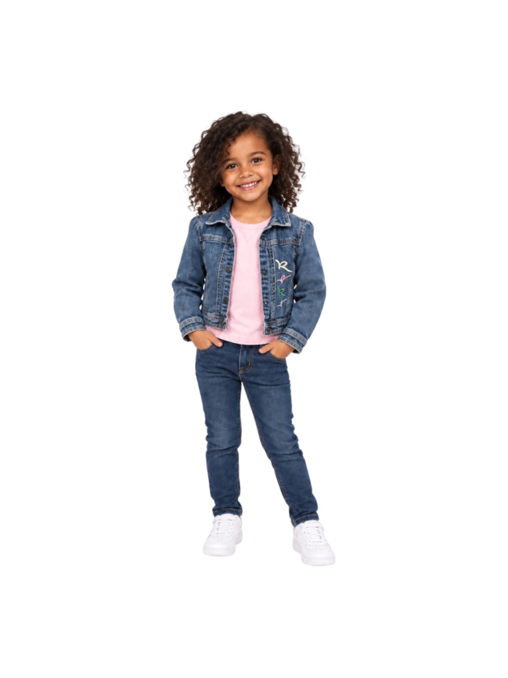 Rocawear Girls 4T Y2K Embroidered Cropped Denim Jean Jacket